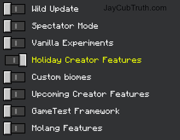 Holiday Creator Features JayCubTruth Free Bedrock Edition Minecraft Add-ons Mods Addons